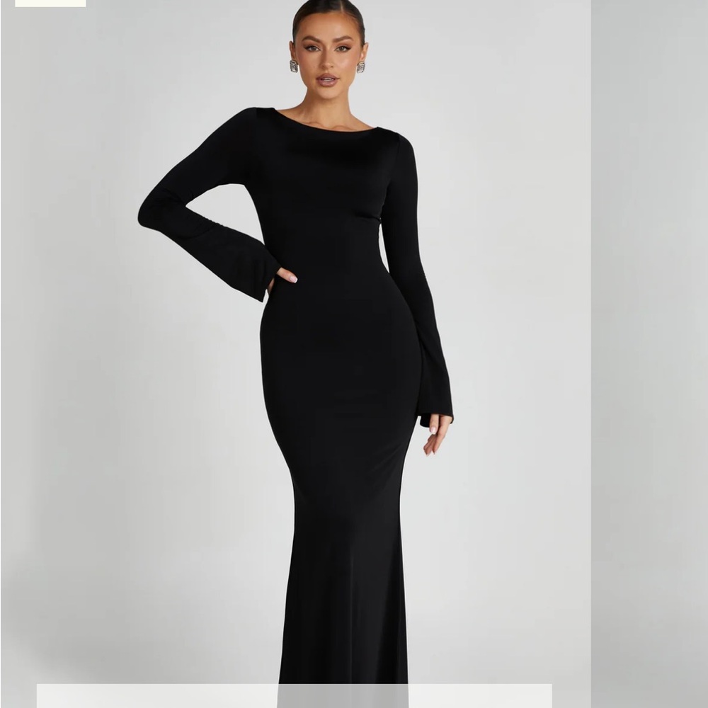 Tarna Slinky Fishtail Maxi Dress - Black